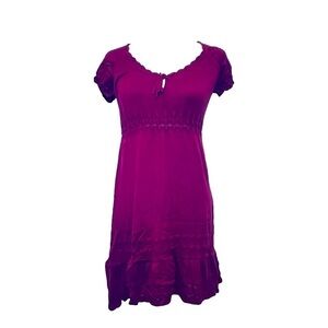 Max Studio Red Knitted Short Sleeve Dress